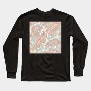 Pretty Blue and Pink Pastel Paisley Pattern Long Sleeve T-Shirt